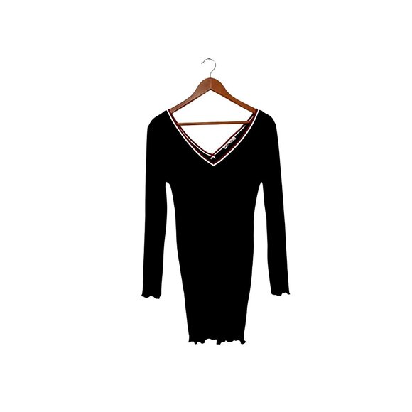 Hearts and Hips Charcoal Grey Women's Junior Long Sleeve V-Neck Dress Size M - Picture 1 of 5